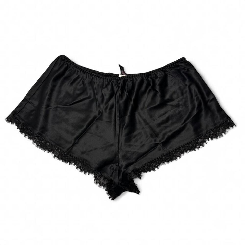 Victorias Secret Satin Black Low Rise Comfy Lounge Shorts Size M New With Tag